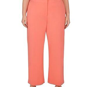 NEW Women's Plus Ruby Rd. Casual Flat Pants Polyester Spandex Guava Pink